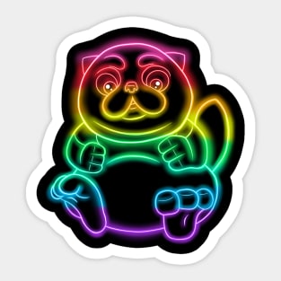 Neon Cute Fat Cat Sticker